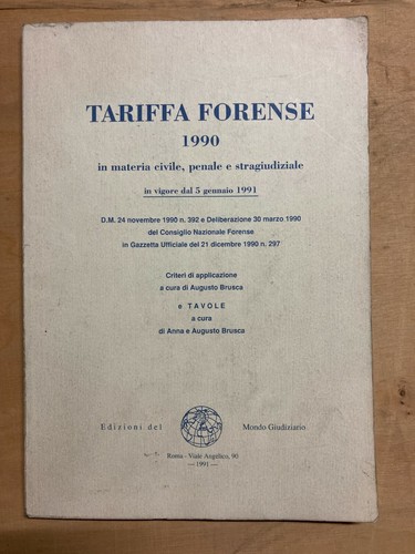 Tariffa forense 1990 - , in