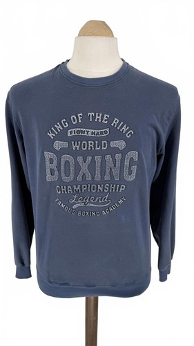 Felpa boxe vintage blu grafica
