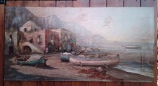 Marina ( Scuola Napoletana XX Secolo) dipinto olio su tela