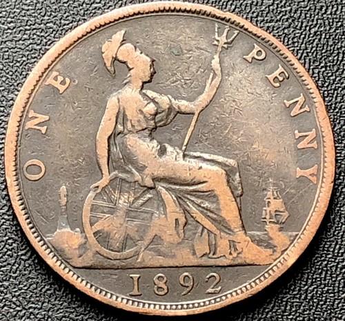 1892 penny coin - 1892, british