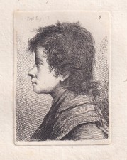 Benigno Bossi (1727-1792), Testa di ragazzo, 1754 acquaforte originale