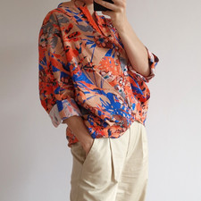 MARIELLA ROSATI BLUSA TOP CAMICIA SCIOLTA XS/S D34 FR36 USA4 UK8 MANICA REGOLABILE