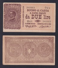 Italia 2 lire Vittorio Emanuele III° 1914 P.-37a (Falso d'Epoca) FDS-/UNC-