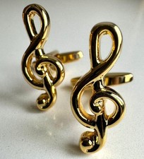 Beautiful Treble Clef cufflinks – 9 kt rolled gold – 9 g – musicians – NEW