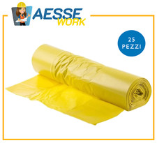 25 - Sacchi Spazzatura Gialli a Rotolo 72x110 cm 25 pz  per Immondizia