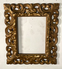 ANTICA CORNICE BAROCCA DORATA epoca 800 OLD LEGNO SCOLPITO FOGLIA ORO 47 X 56 CM