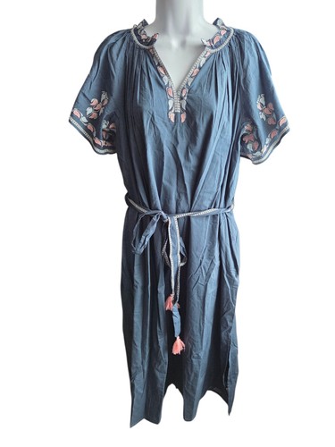 Abito midi blu ricamato - , ex