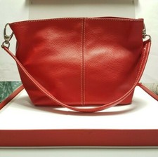VINTAGE BORSA VERA PELLE ROSSO