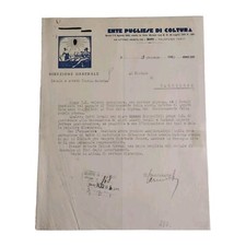 1945 Ente Pugliese Di Coltura Bari Lettera x Sindaco Di Carovigno C01941
