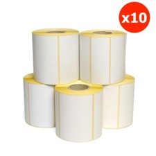 10 ROTOLI  ETICHETTE TERMICHE ADESIVE MM. 60X75 E. 500 FORO 40
