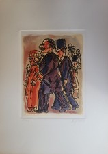 Franz  Borghese Incisione a colori la folla