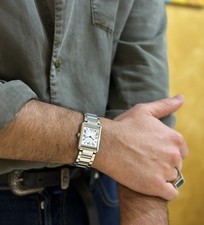 cartier tank must WSTA0052 steel watch full set 2025 + leather strap quartz