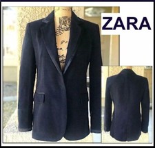 Zara Velluto Giacca Blu Navy