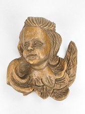 Antica testa putto legno - putto,