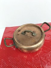 PENTOLINO RAME CON COPERCHIO MANICI IN OTTONE STAGNATO