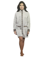 VESTAGLIA DONNA CALIBRATA  INVERNALE IN MORBIDO PILE CORAL TAGLIE MAXI  FULLZIP