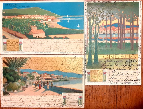 Tre cartoline pubblicitarie