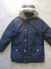 Piumino Woolrich uomo M parka nero con cappuccio e pelliccia coyote USA
