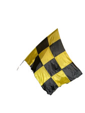 BANDIERA GIALLO NERO BORUSSIA DORTMUND IN POLIESTERE A SCACCHI CUCITO, CON ASTA