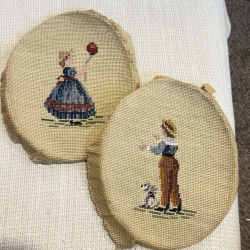 Vintage 1949 needlepoint boy - vintage,