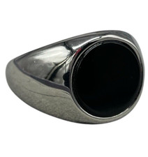 ANELLO UOMO PIETRA NERA TONDA