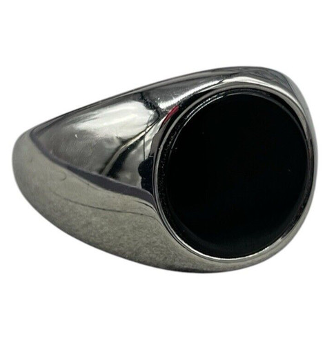 Anello uomo pietra nera tonda - pietra,