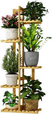 Porta Piante Da Interno in Bambu Naturale, Scaffale a 5 Livelli per Vasi, Ideale