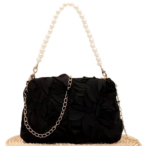 Pochette rosa fiori nera