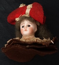 ANTICA BAMBOLA PUNTASPILLI  TESTA PORCELLANA 1800 1900 MAYER & FELS MILANO