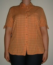 CAMICIA CAMICETTA DONNA ARANCIONE A QUADRETTI 52 TAGLIE FORTI LEGGI LE MISURE