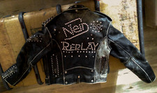 Giacca da biker in cuoio nero con borchie Replay introvabile perfetta