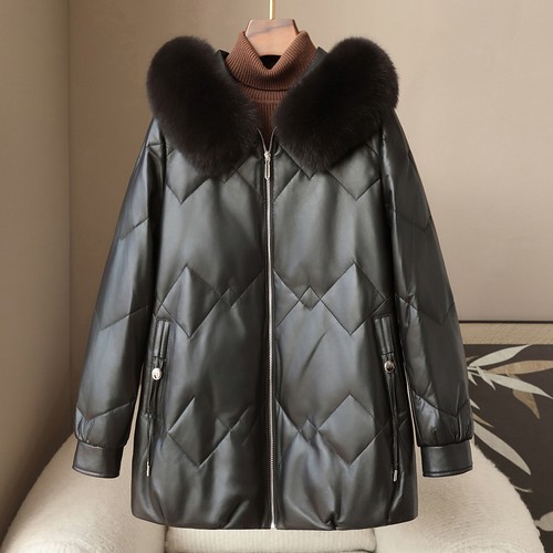 Piumino donna vera - pelle, con