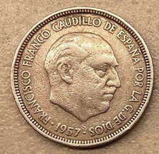 Very Rare Spain 5 Pesetas Coin