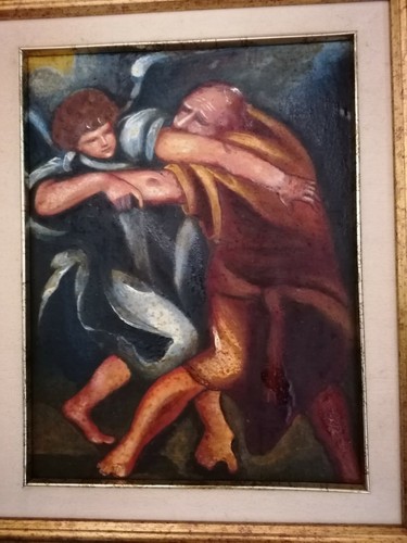 Olio tavola abramo e - olio, su