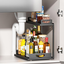 Organizzatore Sottolavello Cucina Metallo, Sotto Lavello Bagno a 2 Livelli, Estr