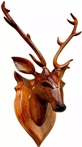 Scultura legno cervo con - legno,