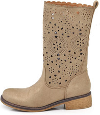 Fashion Scarpe Da Donna Stivali Primaverili Estivi Traforati Al Polpaccio Biker 