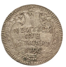 PIO VI 25 BAIOCCHI ROMA ANNO XXI ARGENTO PAPAL PIUS PONTIFICIO N ROVESCIATE 1796
