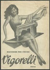 volantino pubblicitario anni 50 macchine per cucire Vigorelli Pavia - Boccasile 