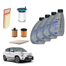 Kit Filtri Tagliando con 4 Litri Olio Motore Q8 5w30 FIAT 500L 1.3 MJET
