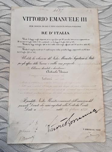 Ww1 decreto savoia - ww1-decreto-savoia-re, v.e