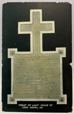 Tablet on Light House at Cape Henry, Virginia VA Vintage Postcard