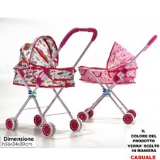 CARROZZINA PASSEGGINO NOEMI PER BAMBOLE CON CAPPOTTINA REGOLABILE +3 ANNI