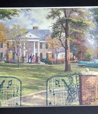 ELVIS Presley Graceland Thomas Kinkade stampa artistica 8x10" Priscilla Rock icona 