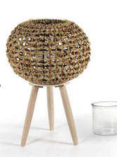 LANTERNA PORTACANDELA PIANTANA DA TERRA EVENTI GIARDINO VETRO Trepiede 34*26 cm