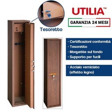ARMADIO PORTAFUCILI FUCILIERA UTILIA 8 POSTI BLINDATO A NORMA EFFETTO LEGNO