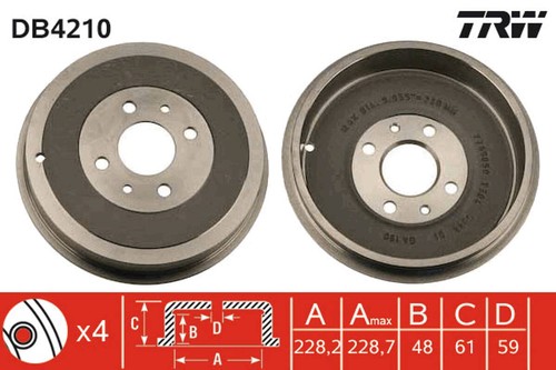 Tambor freno trw - tambor, db4210