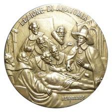 Medaglia pubblicitaria Medicina "LEZIONE DI ANATOMIA" REMBRANDT - 89 mm 197 gr 