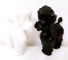 Barboncini Poodle Dog 60s coppia miniature plastica lucida bianco e nero kawaii