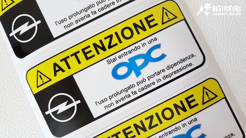 Adesivo attenzione opel - un,